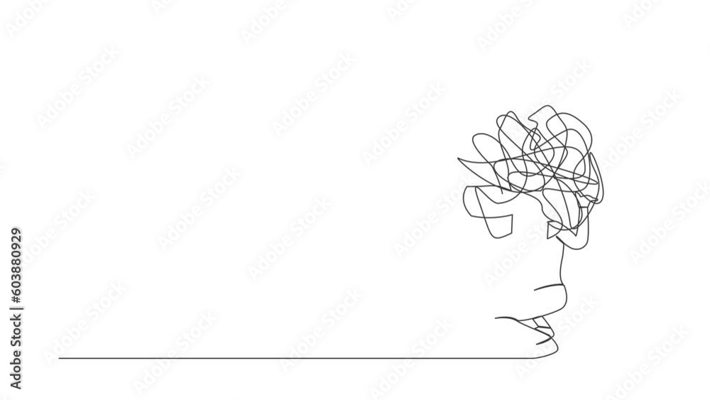 Poster animated self drawing of continuous line draw exhausted businessman carrying messy line on back. anx