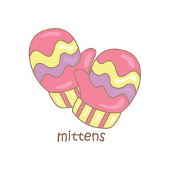 Alphabet M For Mittens Vocabulary School Illustration Vector Clipart Cartoon