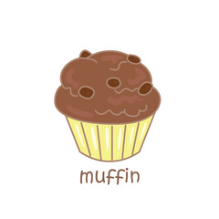 Alphabet M For Muffin Vocabulary School Illustration Vector Clipart Cartoon