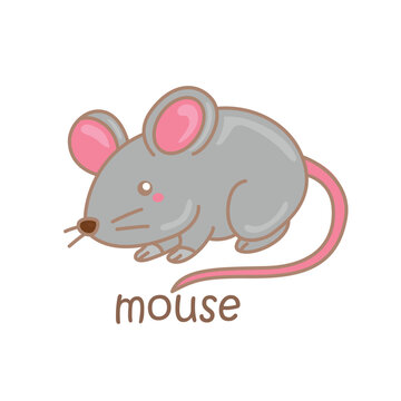 Alphabet M For Mouse Vocabulary School Illustration Vector Clipart Cartoon