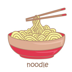 Alphabet N For Noodle Vocabulary School Illustration Vector Clipart Cartoon
