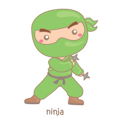 Alphabet N For Ninja Vocabulary School Illustration Vector Clipart Cartoon