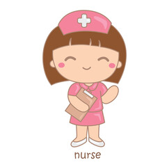 Fototapeta premium Alphabet N For Nurse Vocabulary School Illustration Vector Clipart Cartoon