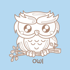 Alphabet O For Owl Vocabulary School Digital Stamp Outline Cartoon