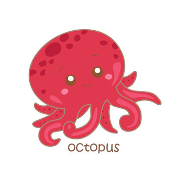 Alphabet O For Octopus Vocabulary School Illustration Vector Clipart Cartoon