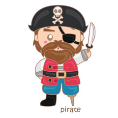 Alphabet P For Pirate Vocabulary School Illustration Vector Clipart Cartoon