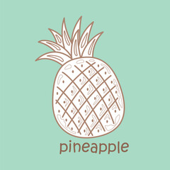 Alphabet P For Pineapple Vocabulary School Digital Stamp Outline