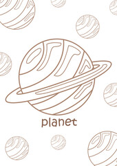 Alphabet P For Planet Vocabulary School Coloring Pages A4 for Kids and Adult