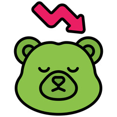 bear market outline color icon