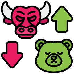 bull outline color icon