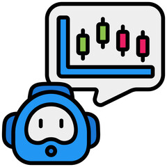 trading robot outline color icon