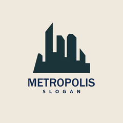 Cityscape Logo, Metropolis Skyline Design, City Building Vector, Icon Symbol Illustration
