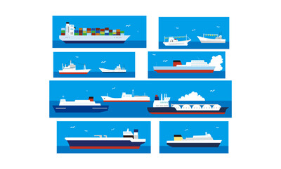 船の切り絵風イラスト その1