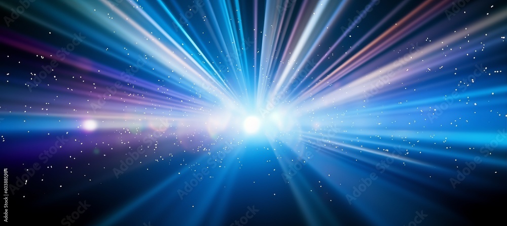 Wall mural abstract blue spark rays light background. generative ai technology.