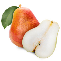 Red Pear on white background , Pear fruit isolate on white with clipping path.