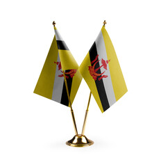 Small national flags of the Brunei on a white background