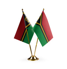 Small national flags of the Vanuatu on a white background
