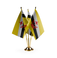 Small national flags of the Brunei on a white background