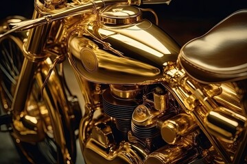 Fototapeta na wymiar detailed gold motorcycle engine Generative AI