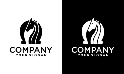 Horse Logo with West Horse Shoe Logo with Sign and Icon. Vintage horseshoe logo design with creative concept