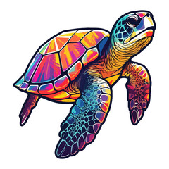 Colorful Sea Turtle modern pop art style, Sea Turtle illustration, simple creative design.
