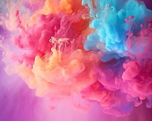 Abstract colorful pastel color cloud background.  Colorful Ink Diffusion in Water. Generative AI