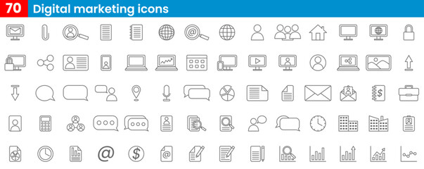 digital marketing icons, business icon set