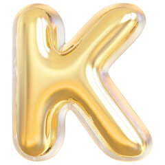 Alphabet Letter K Gold Modern 3d font