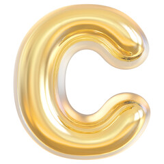 Alphabet Letter C Gold Modern 3d font