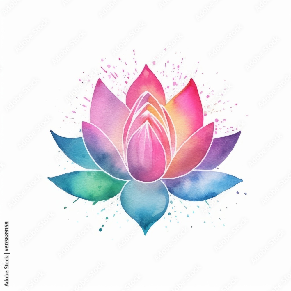 Sticker Lotus flower. Colorful. Generative AI