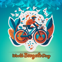 World Bicycle Day abstract sticker logo. Can be use for poster, banner, background, and wallpaper.