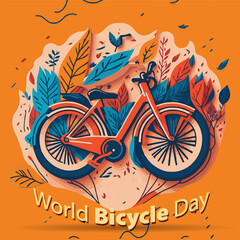 World Bicycle Day abstract sticker logo. Can be use for poster, banner, background, and wallpaper.