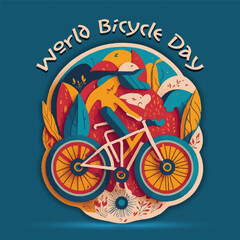 World Bicycle Day abstract sticker logo. Can be use for poster, banner, background, and wallpaper.