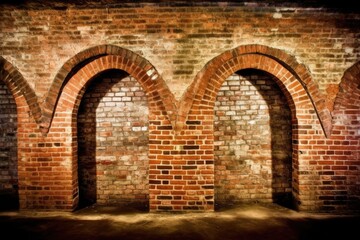 brick wall with three arched openings Generative AI