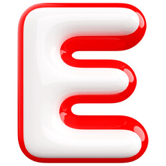 Alphabet Letter E Red Modern 3d font