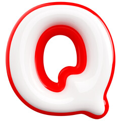 Alphabet Letter Q Red Modern 3d font