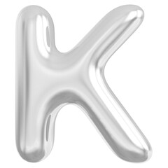 Alphabet Letter K Silver Modern 3d font