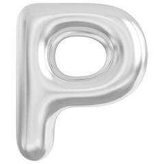 Alphabet Letter P Silver Modern 3d font