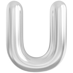 Alphabet Letter U Silver Modern 3d font