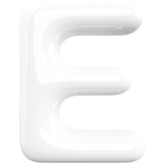 Alphabet Letter E White Modern 3d font