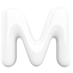 Alphabet Letter M White Modern 3d font