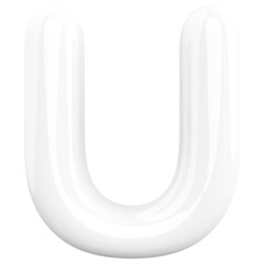 Alphabet Letter U White Modern 3d font