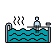 Filled Line Hot Water Bath design vector icon design vector line icon svg