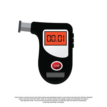  Breath analyzer test machine,Digital alcohol tester . flat vector illustration.