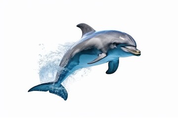 Dolphin is isolated on a white background. Mammal marine animal. Generative AI technology.