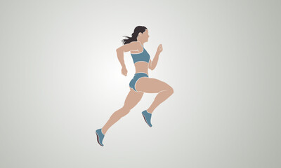 Fototapeta na wymiar Silhouette of a running athlete girl on a light background. Vector illustration