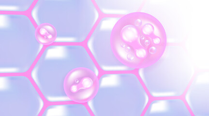 Probiotic and Hyaluronic acid skin solutions ad, pink collagen, and vitamin serum drops with cosmetic advertising background ready to use illustration vector.	