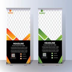 Roll Up Banner Signage Standee Template for Advertising and Multipurpose Use with Four Color Variations,display banner, brochure, x-banner, Standee Banner
