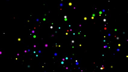 Beautiful illustration of colorful particles on plain black background