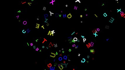 Beautiful illustration of colorful English alphabets on plain black background